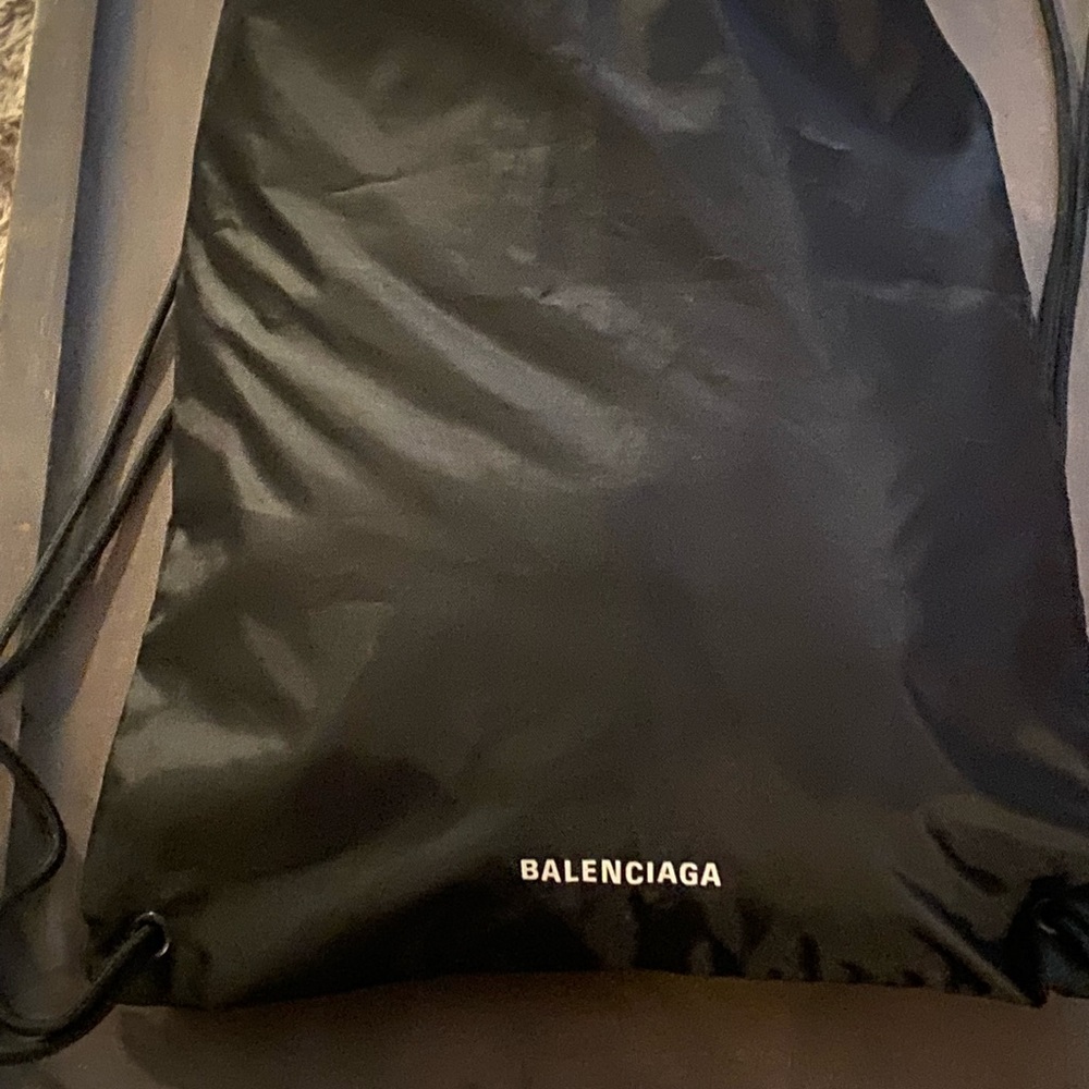 Black Nylon Drawstring Backpack Bag - image 1